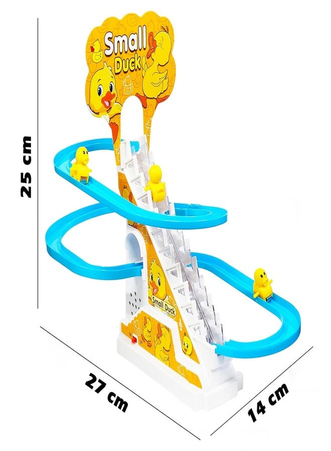 ZELVO Duck Slide Toy Set, Funny Automatic Stair-Climbing Ducklings Cartoon Race Track Set Duck Roller Coaster Escalator Toy with Flashing Lights & Music (Duck Track Set) - Image 2